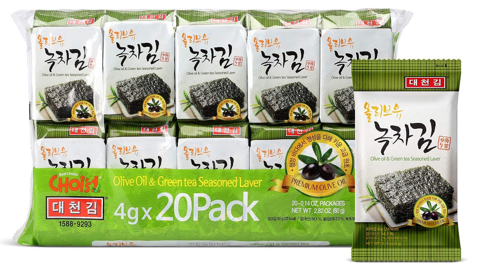 CHOI'S 1 Daechun seaweed snack original pack of 20 for on-the-go snacking.