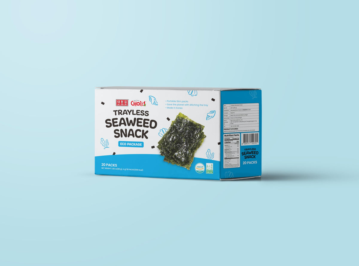 CHOI'S 1 Trayless Seaweed Snack open-pack demonstrates trayless convenience.