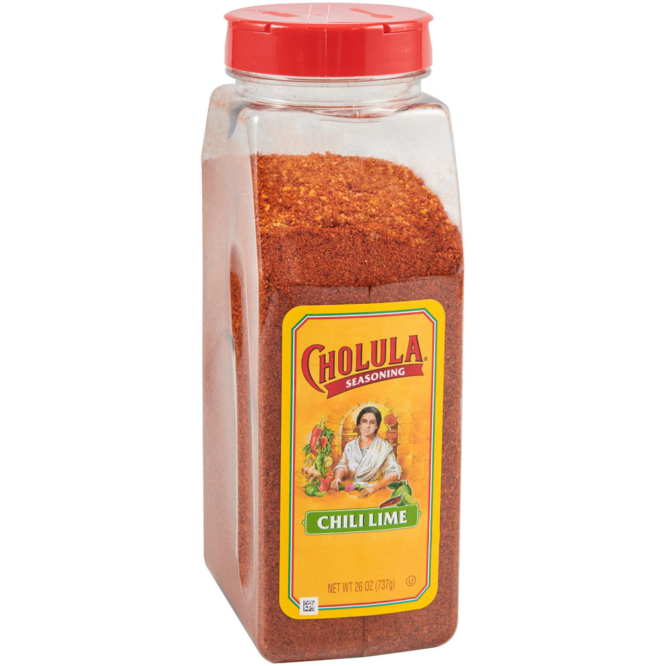 Cholula Chili Lime Seasoning bottle adds citrus heat to meals for vibrant flavor.