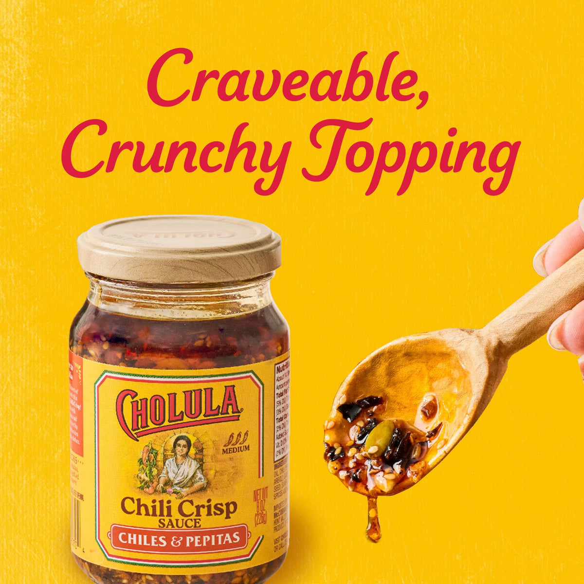 Cholula ingredients view featuring chiles, pepitas, and sesame seeds.