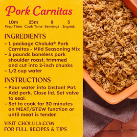 Cholula Pork Carnitas garnish with lime and avocado ideas