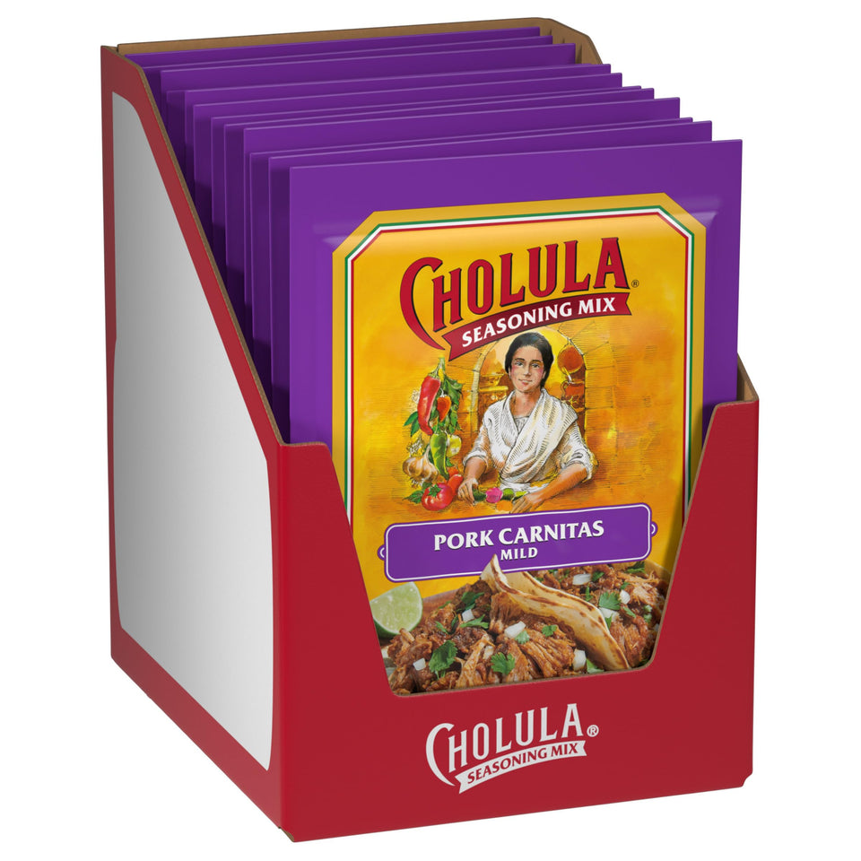Cholula Pork Carnitas Mild Seasoning Pack ready to flavor meat for easy Carnitas