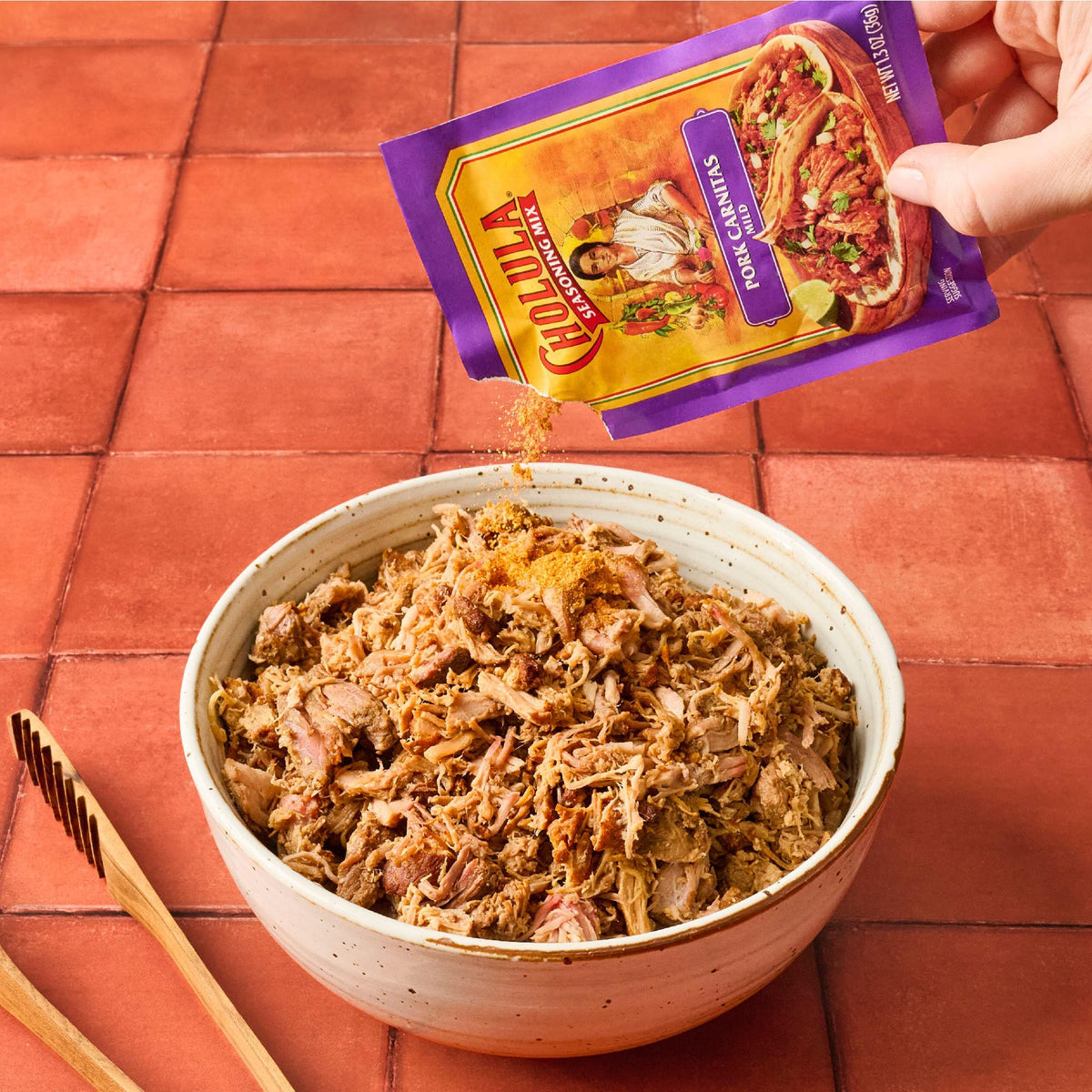 Cholula Pork Carnitas simmered pork ready to serve with sides