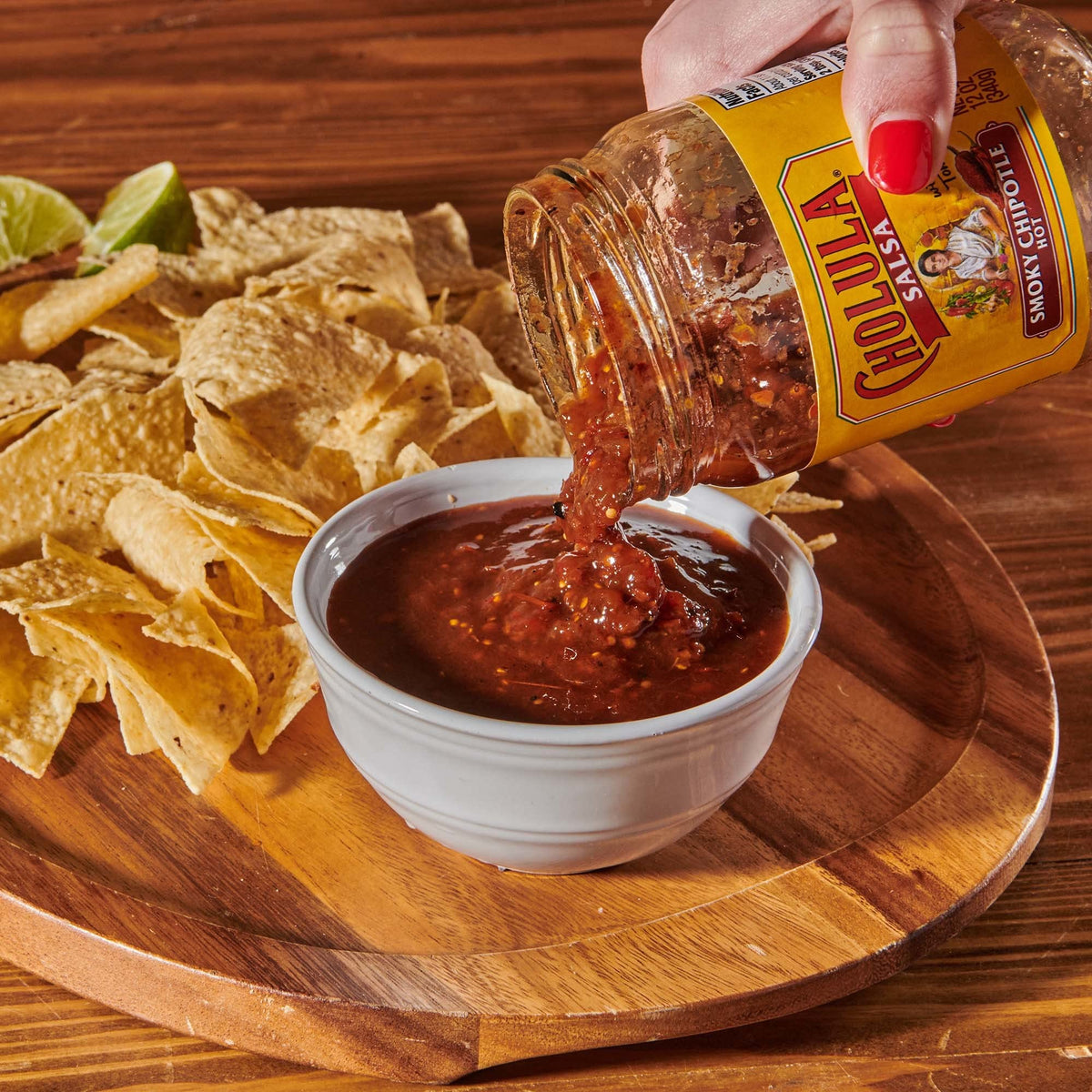 Cholula Smoky Chipotle Salsa added to tacos and burritos for bold flavor.