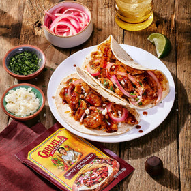 Cholula Smoky Chipotle Seasoning Mix enhances beef tacos.