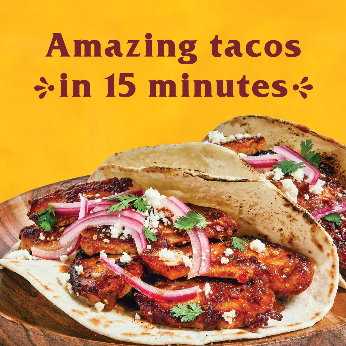Cholula Smoky Chipotle Taco Seasoning Mix plated tacos for quick weeknight flavor.