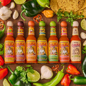 Cholula Sweet Habanero on margarita rim for a bright, peppery twist.
