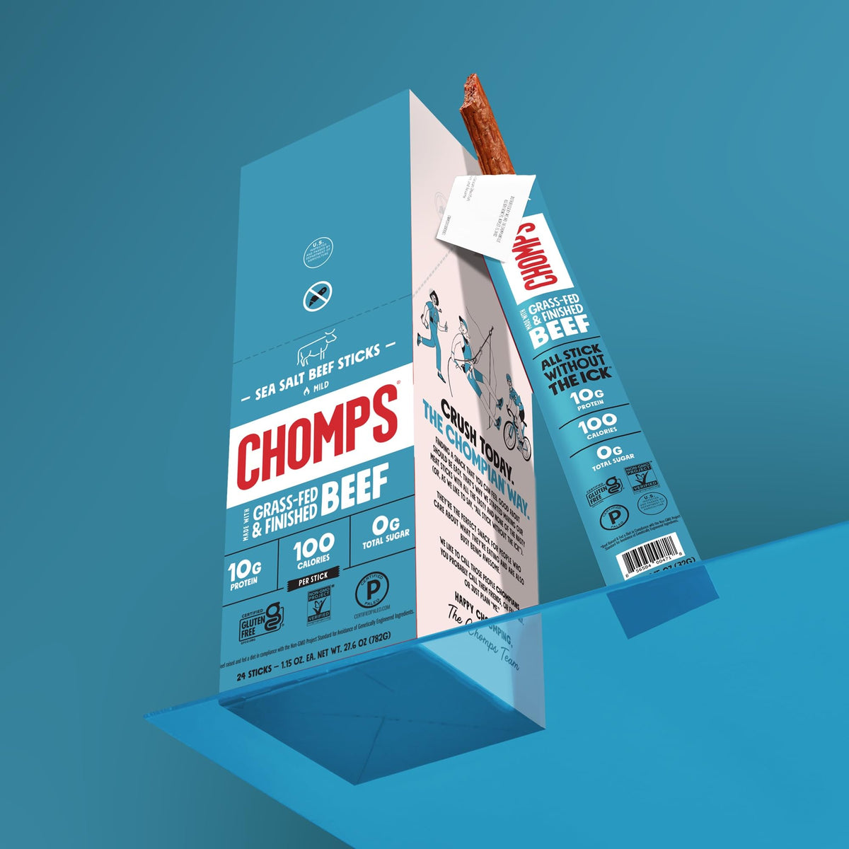 Chomps Gluten-free, non-GMO jerky stick designed for allergen-conscious snacking