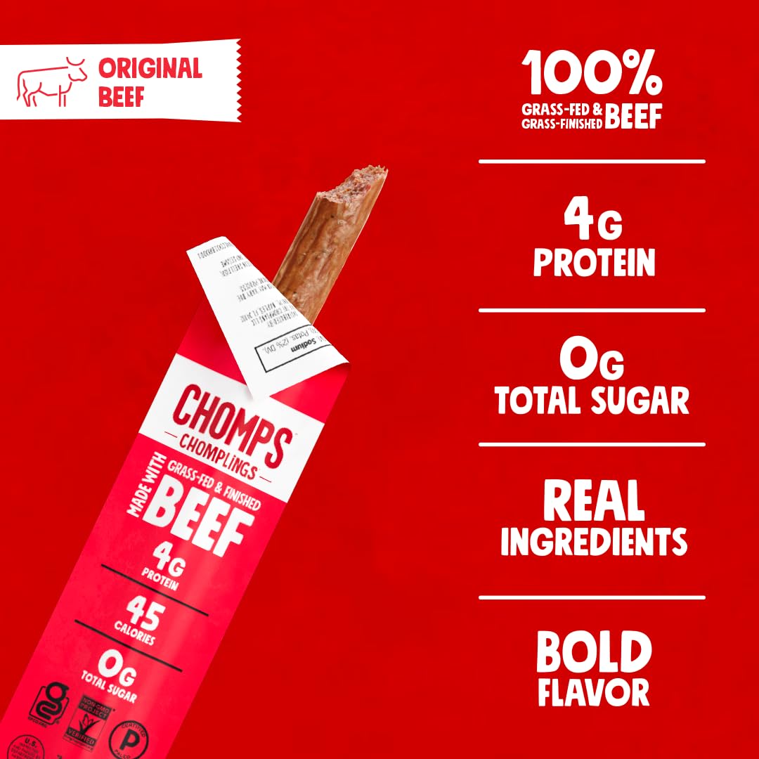 Chomps grass-fed beef jerky quality shown with natural ingredients
