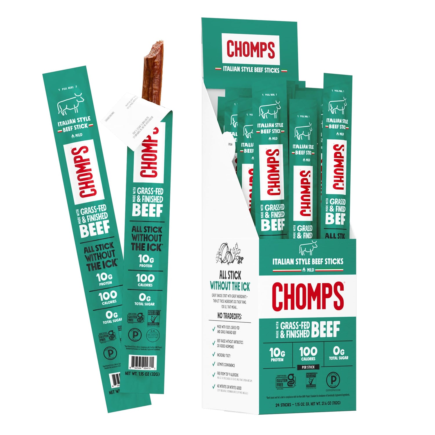 Chomps Italian-style beef jerky stick pack for on-the-go snacking