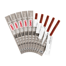 Chomps salt-pepper venison jerky stick highlights bold flavor for on-the-go eating.