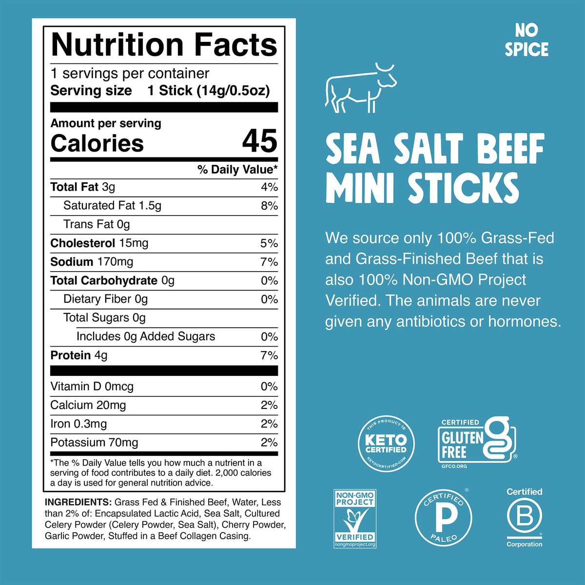 Chomps sea salt beef jerky stick in hand, ideal for outdoor adventures.