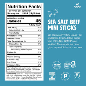 Chomps sea salt beef jerky stick in hand, ideal for outdoor adventures.