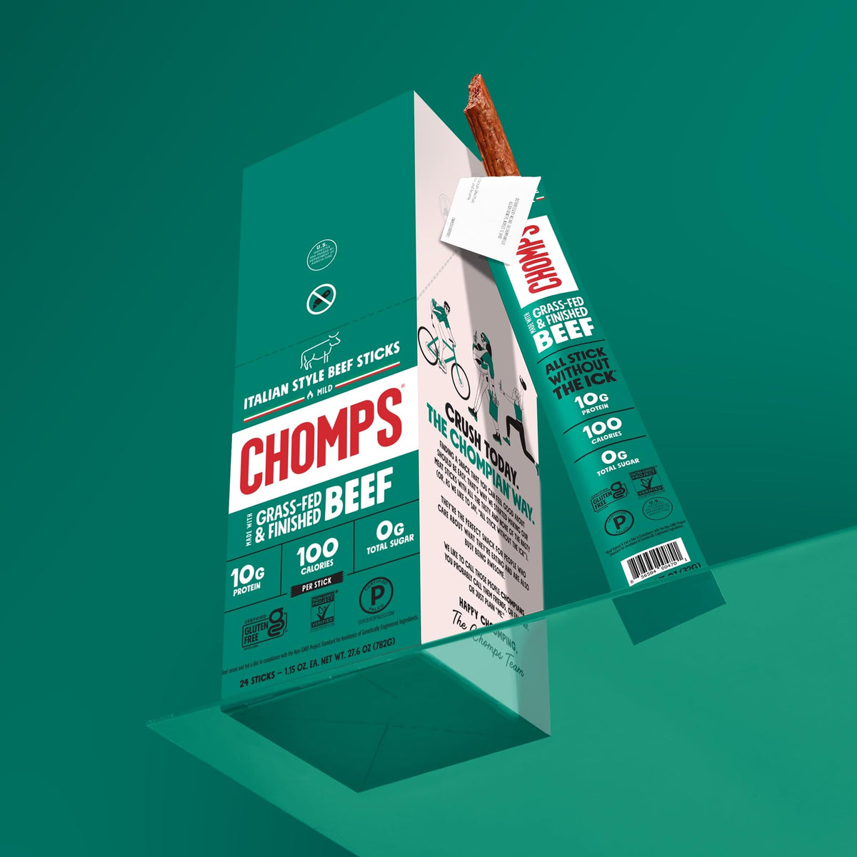Chomps simple ingredients image emphasizing real-food materials