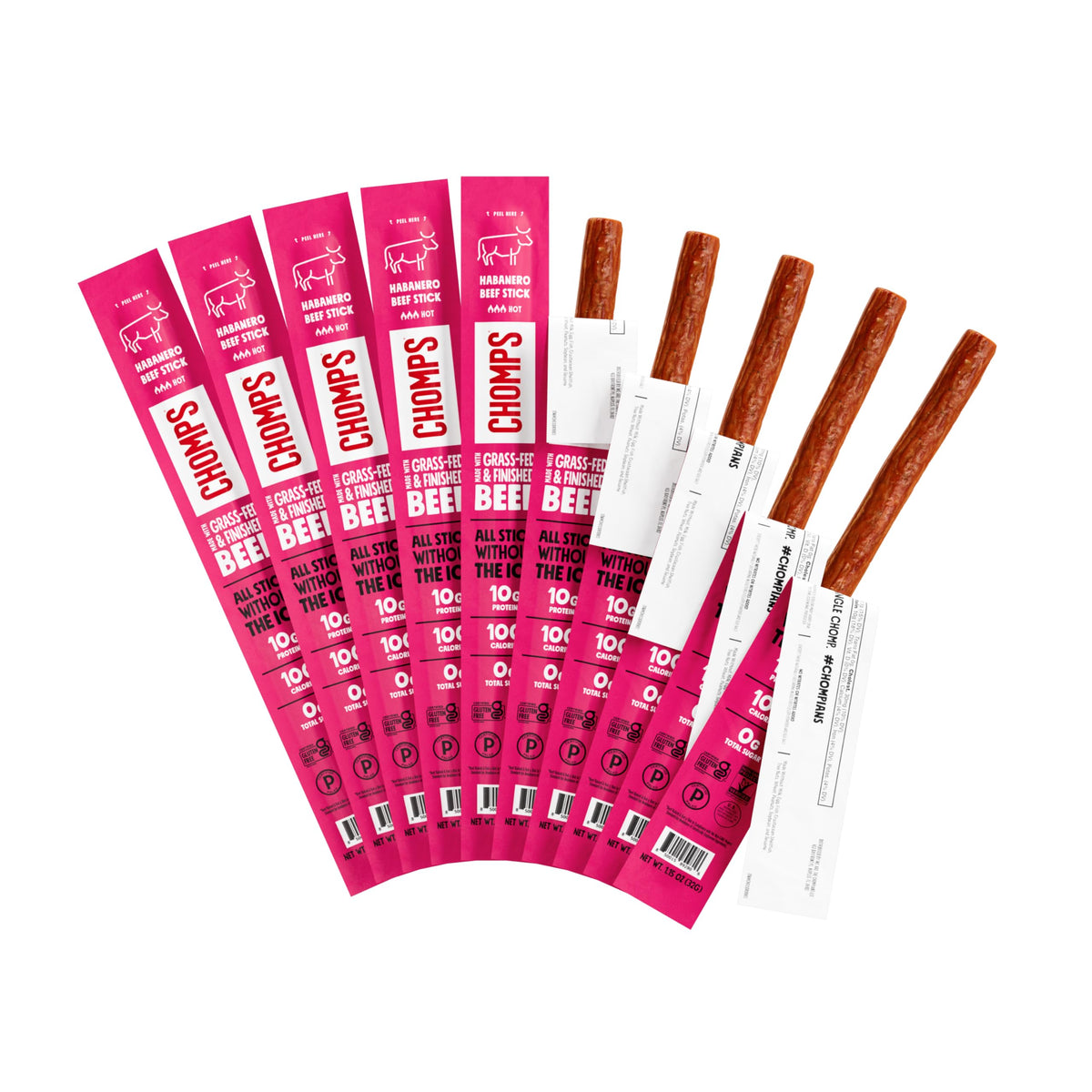 Chomps spicy habanero beef jerky closeup highlights bold seasoning for on-the-go fuel