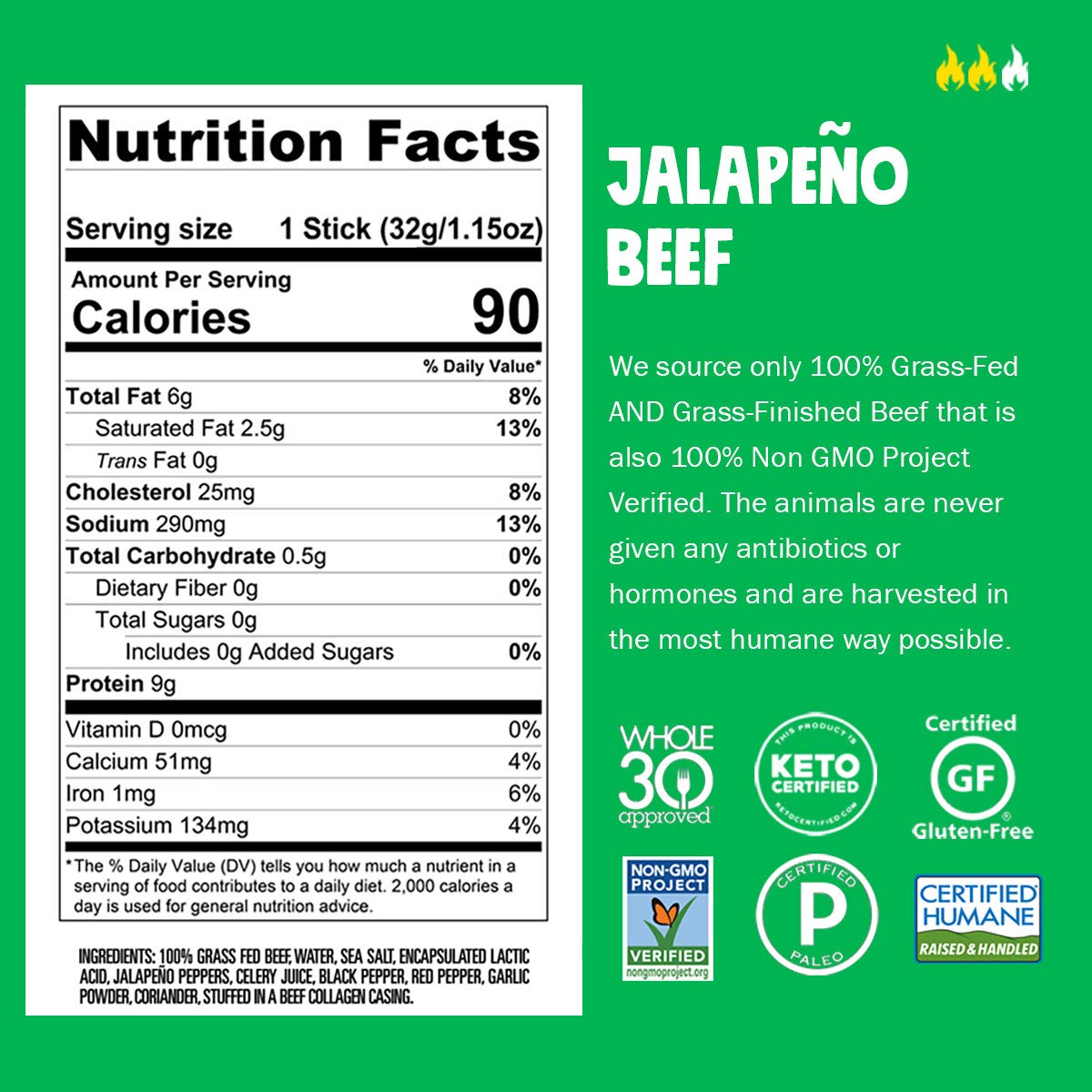 Chomps Habanero Beef sticks shown, spicy kick with protein on the go