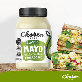 Creamy texture of Chosen Foods avocado oil mayo in closeup for dipping.