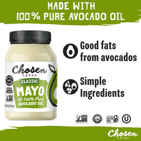Chosen Foods mayo squeeze bottle easy spreading on burgers and wraps.