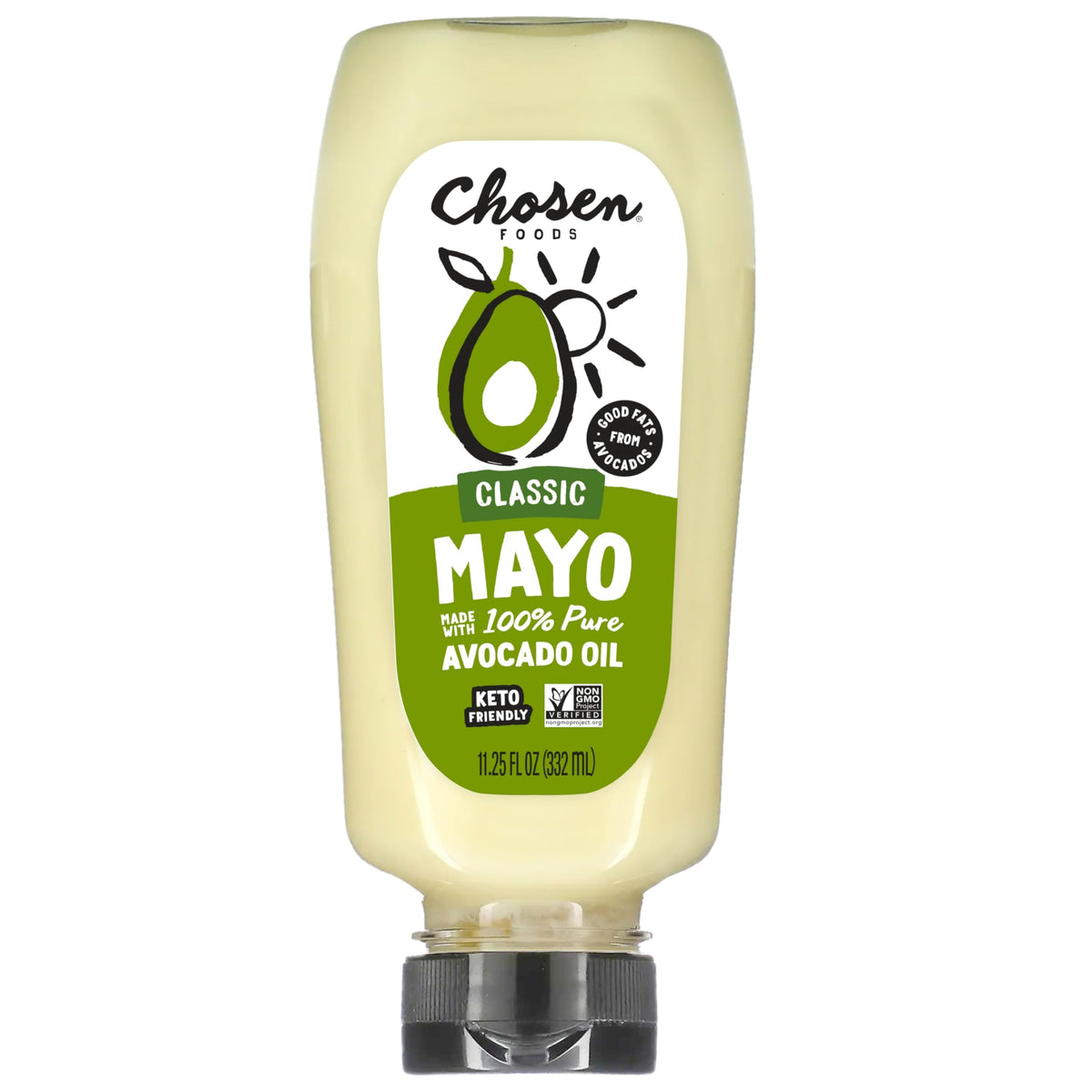 Chosen Foods Classic Mayo Squeeze bottle for easy spreading on sandwiches