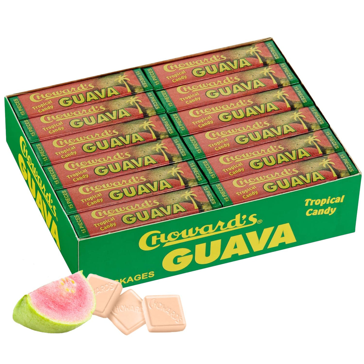 Choward's Guava Tropical Candy packaging close-up for travel refreshment and sharing