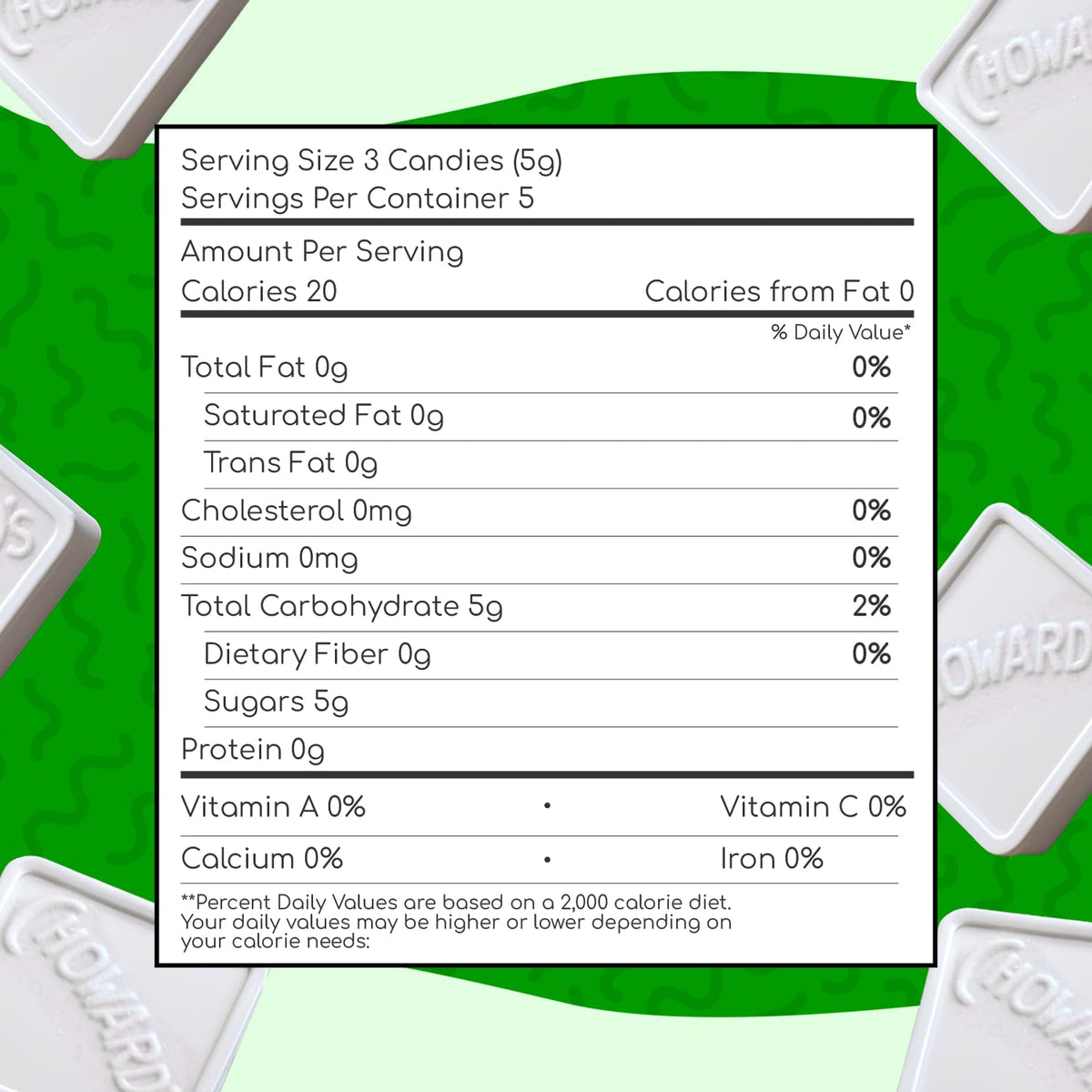 Choward's box open with 15 mints per pack displayed.