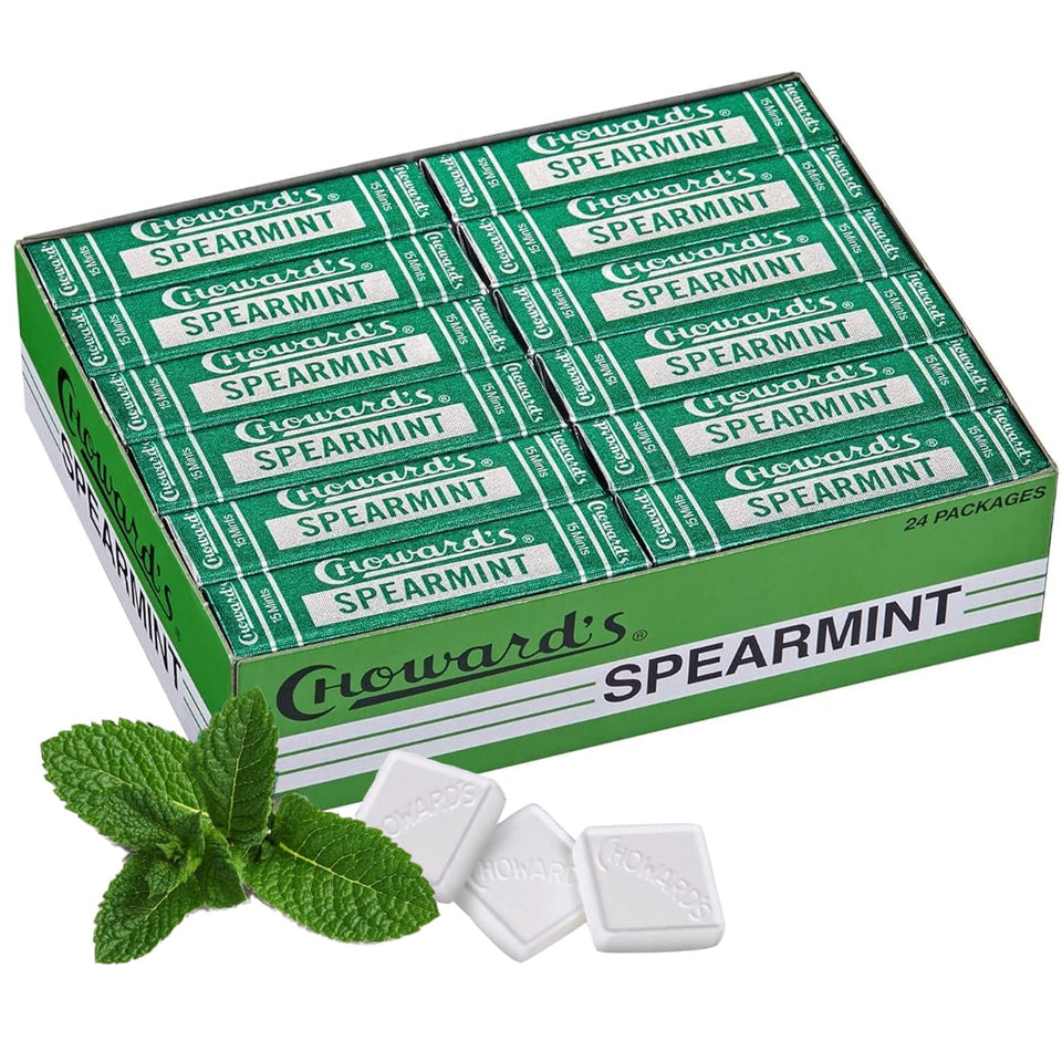 Choward's Spearmint tin on a shelf, offering refreshing aromatics for everyday freshness.