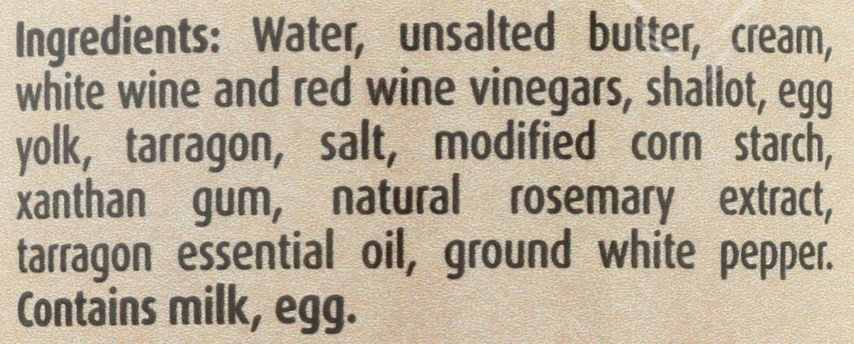 Christian Potier Bearnaise Sauce ingredients view indicating quality