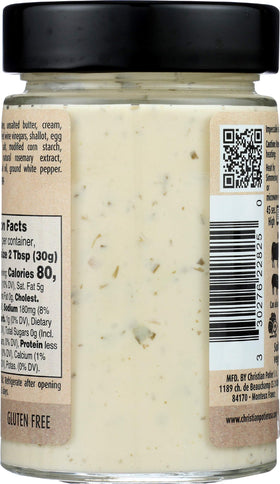 Christian Potier Bearnaise Sauce label close-up highlighting gluten-free promise