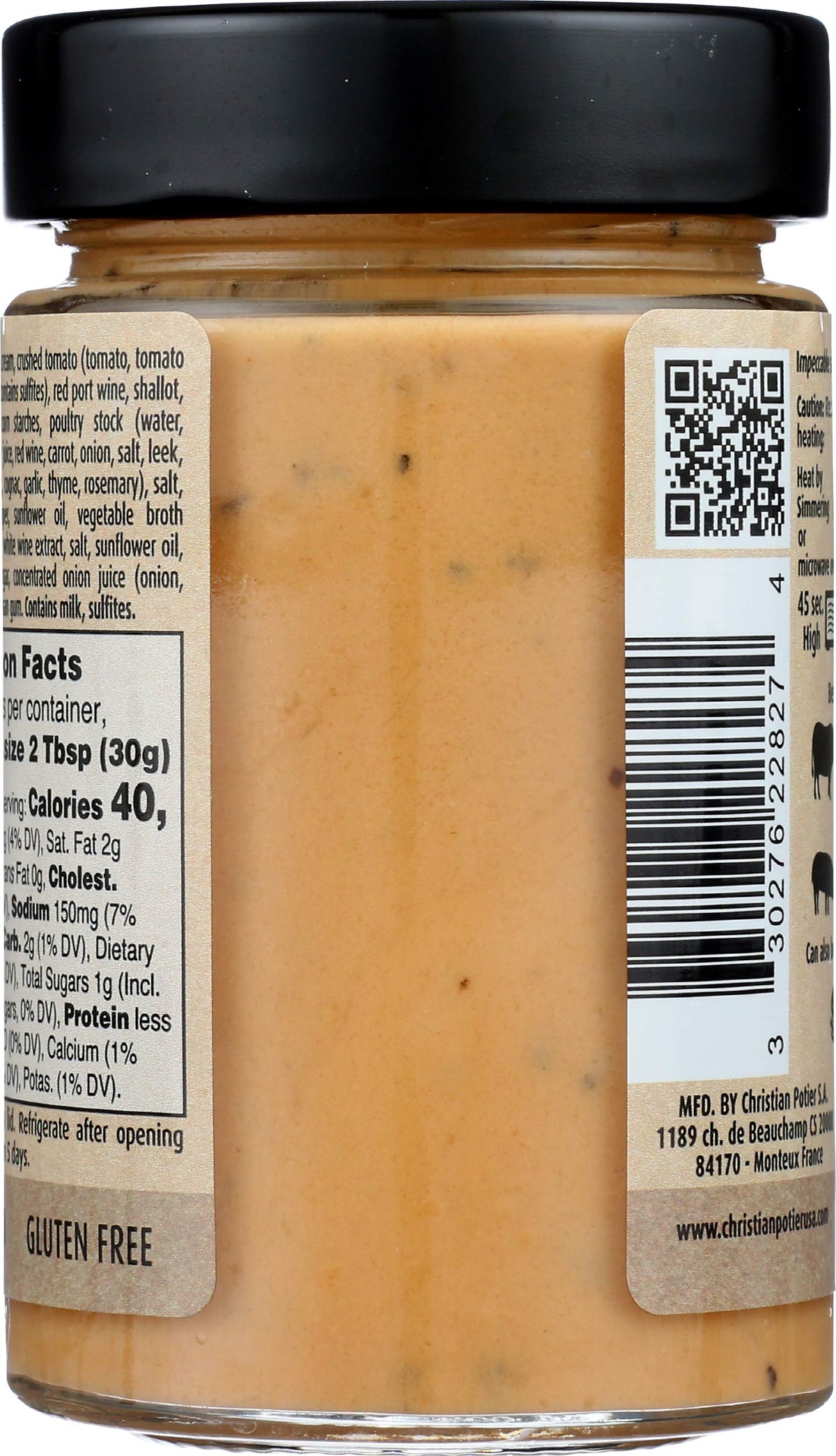 Christian Potier Peppercorn Sauce being poured adds creamy, peppery richness