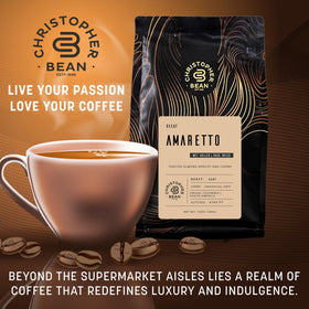 Christopher Bean Coffee 10-ounce decaf bag ready for brewing at home