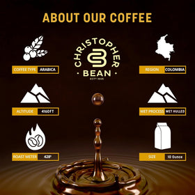 Christopher Bean Coffee kosher certification label signaling trusted quality.