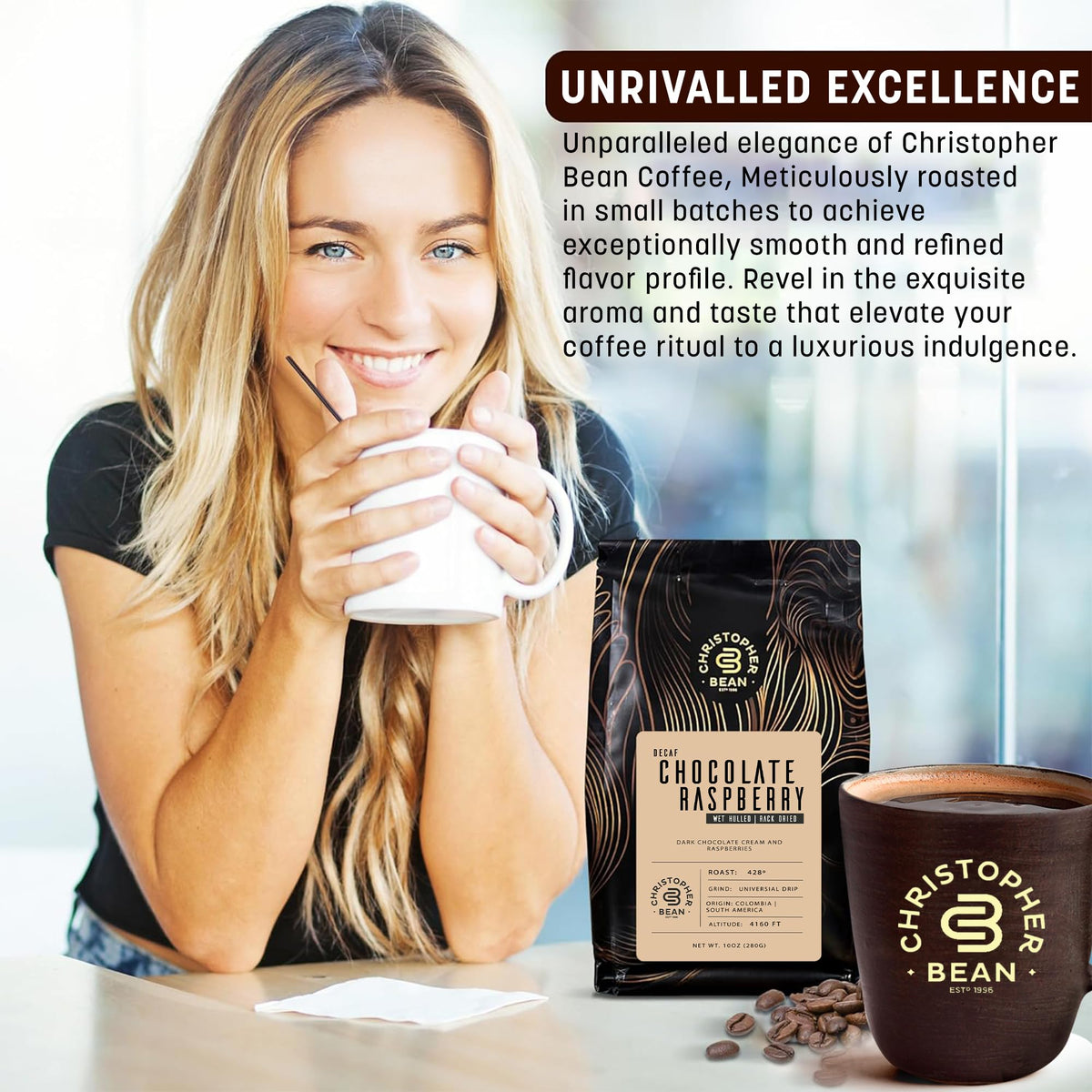 Christopher Bean Coffee no-sugar no-fats formulation suited for calorie-conscious coffee lovers.