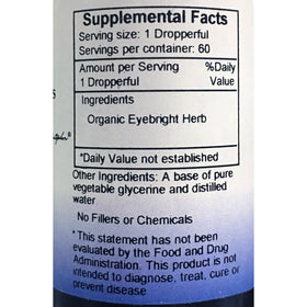 Eyebright bottle cap closeup highlighting purity and simple ingredients.