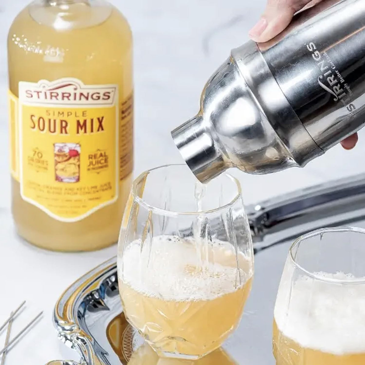 Glass being filled shows easy pouring with your favorite spirit.