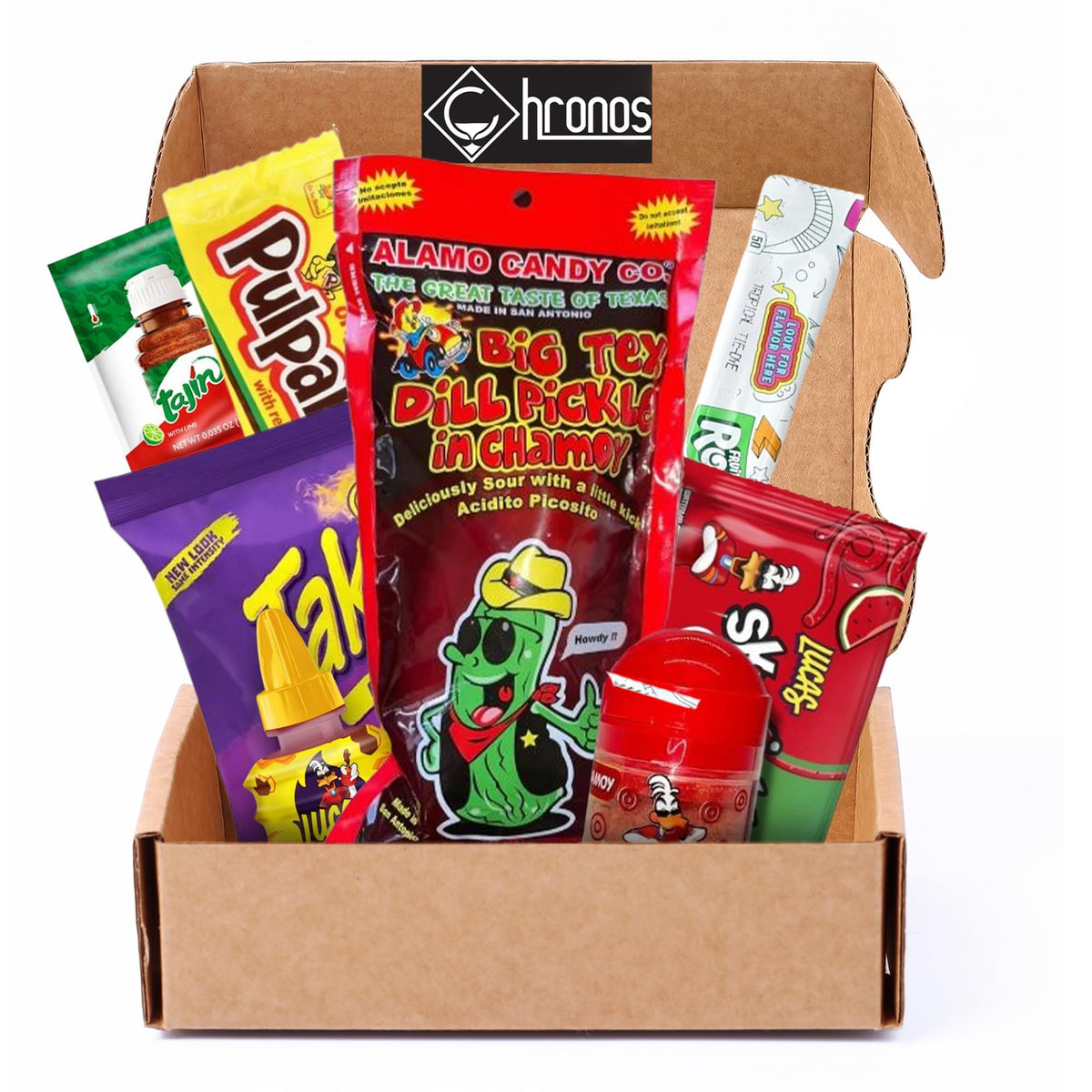 CHRONOS Chamoy Pickle Kit box exterior, ready for unboxing and social sharing.