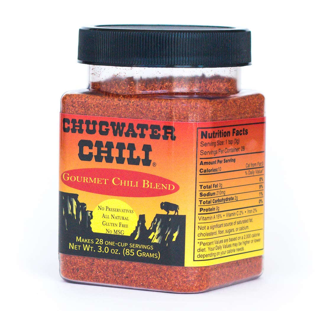 Chugwater Chili 12-spice blend jar adds depth to tacos and casseroles.