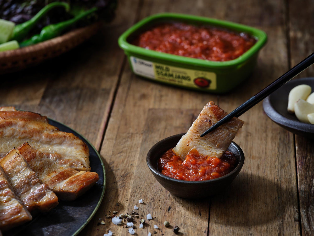 Chung Jung One O'Food Ssamjang grilled meat dipping shows bold, balanced heat.