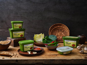Chung Jung One O'Food Ssamjang lettuce wrap dip highlights savory, umami notes.