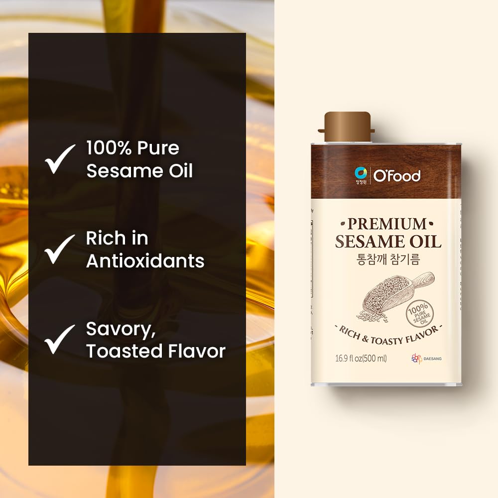 Chung Jung One premium sesame oil drizzle over salad and soups for depth
