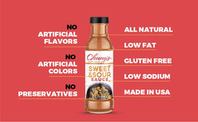 Chung's Sweet & Sour sauce for appetizers enhances flavor when used as dipping sauce.