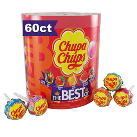 Chupa Chups best-of lollipop drum showing 60 suckers for sharing at parties