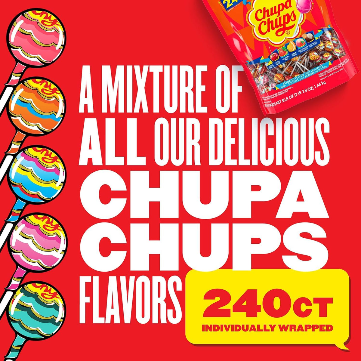 Chupa Chups Cherry lollipop offers classic fruit brightness