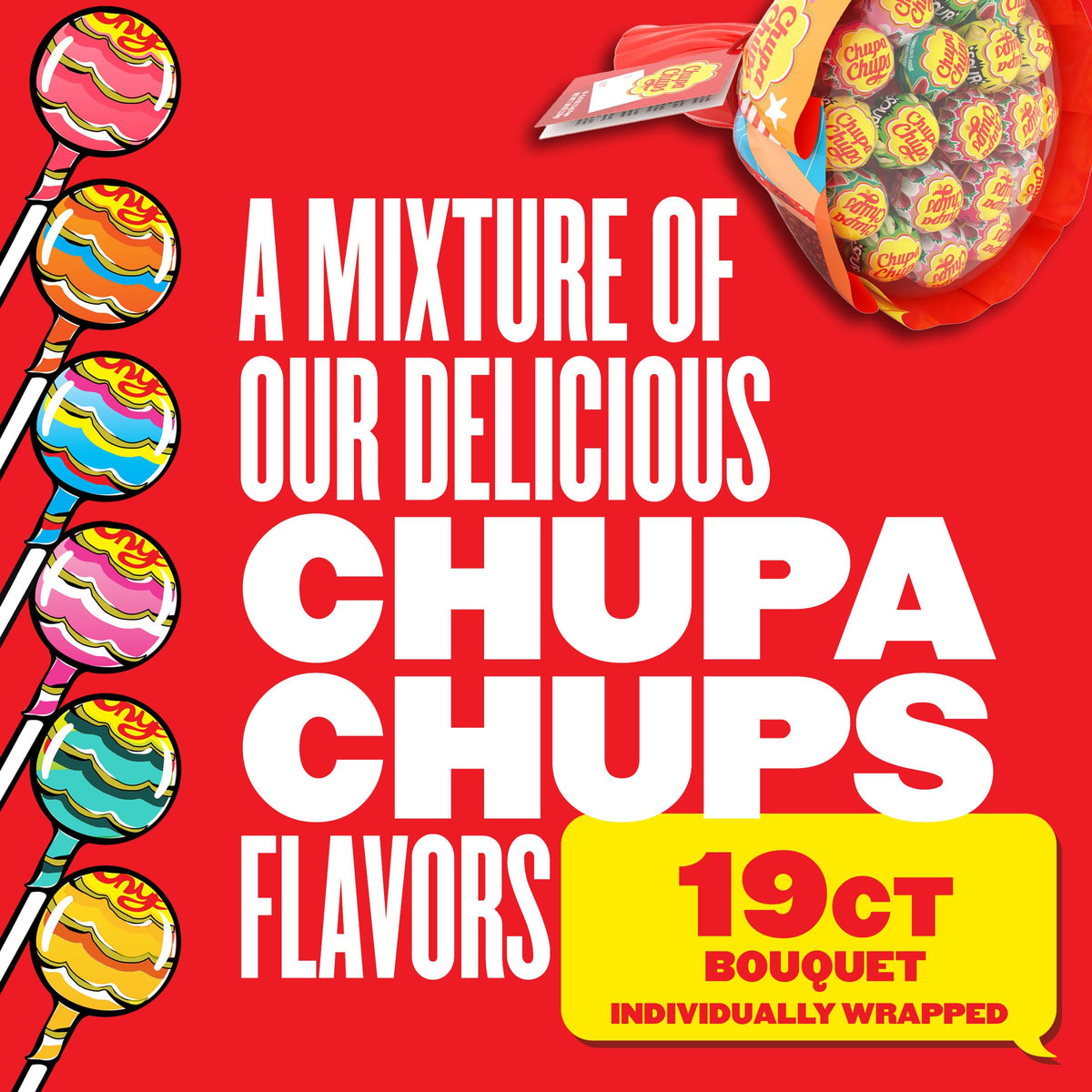Chupa Chups strawberry cream lollipop close-up, creamy berry note for celebrations