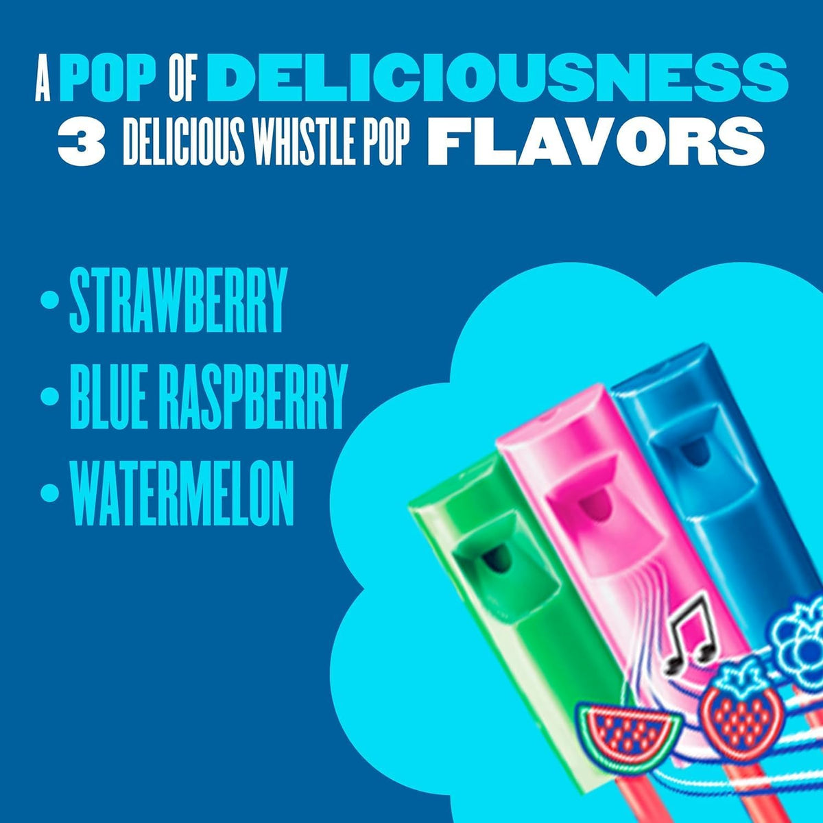 Chupa Chups Melody Pops watermelon flavor shown for refreshing choice.