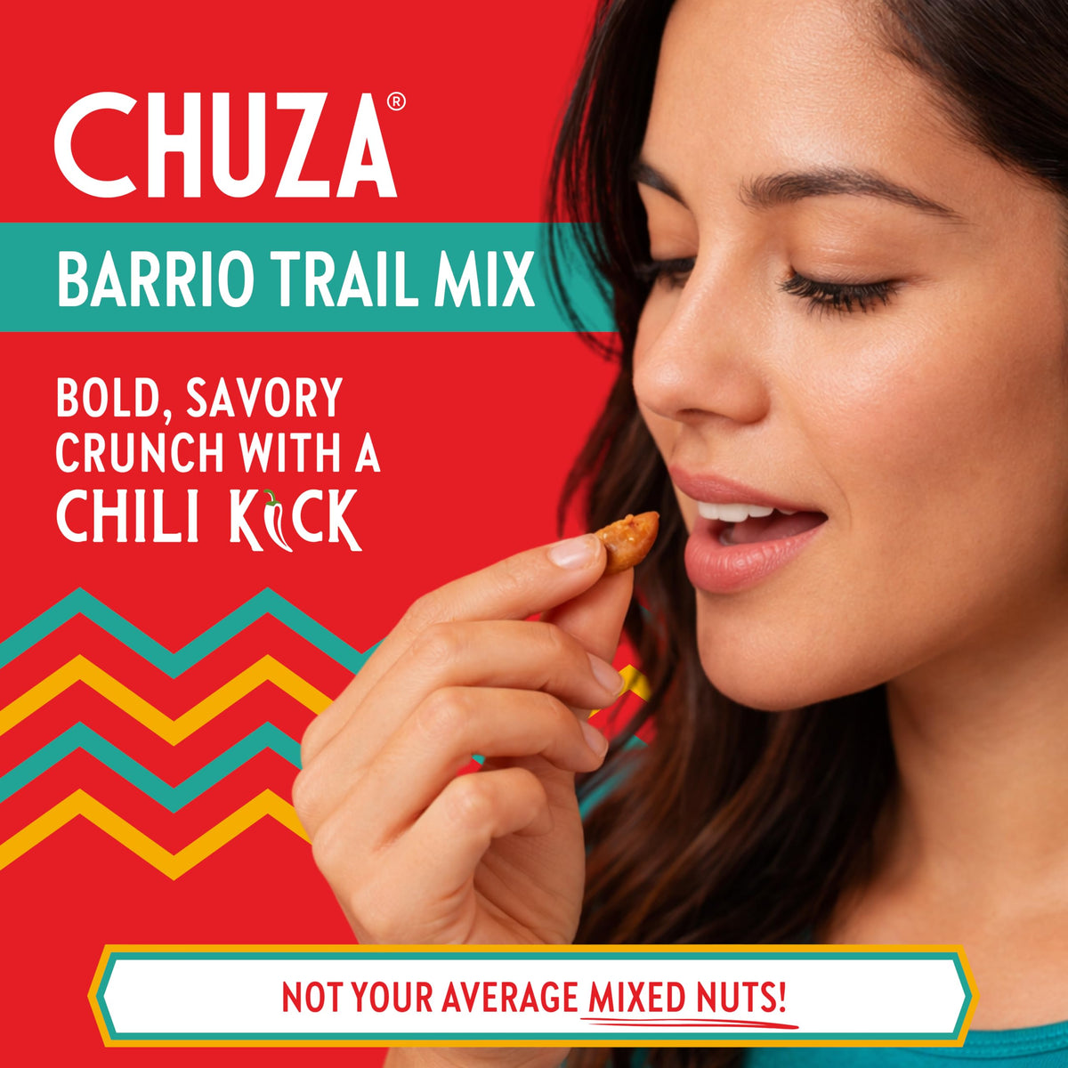 Close-up of Barrio Trail Mix ingredients with peanuts, almonds, pepitas