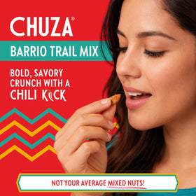 Close-up of Barrio Trail Mix ingredients with peanuts, almonds, pepitas