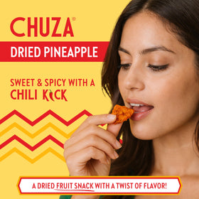 CHUZA pineapple bites close-up seasoning highlights bold heat and tropical sweetness.