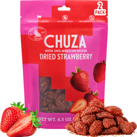 CHUZA Spicy Dried Strawberry Bites in a resealable bag for fresh flavor on the go.