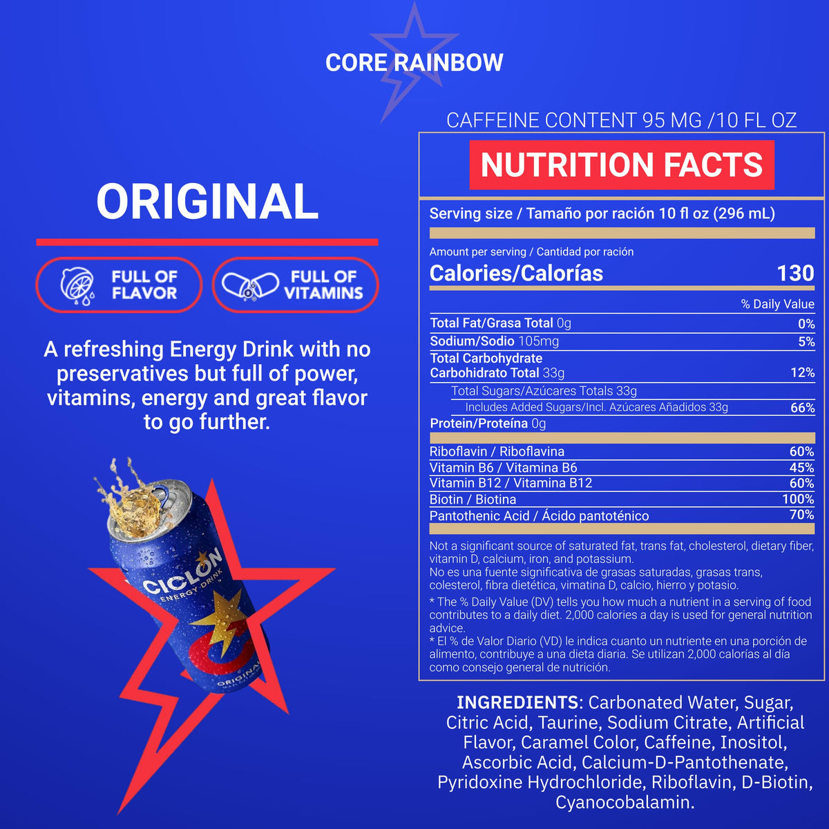 Ciclon Original Energy Drink ice-chilled can ready for quick refreshment during workouts.