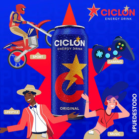 Ciclon Original Energy Drink work-desk setup showcases easy energy for productivity.